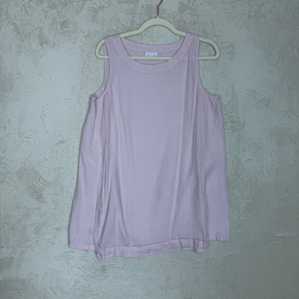 J. Jill Light Pink 100% Linen Sleeveless‎ Tunic Top with Pockets Medium Coastal
